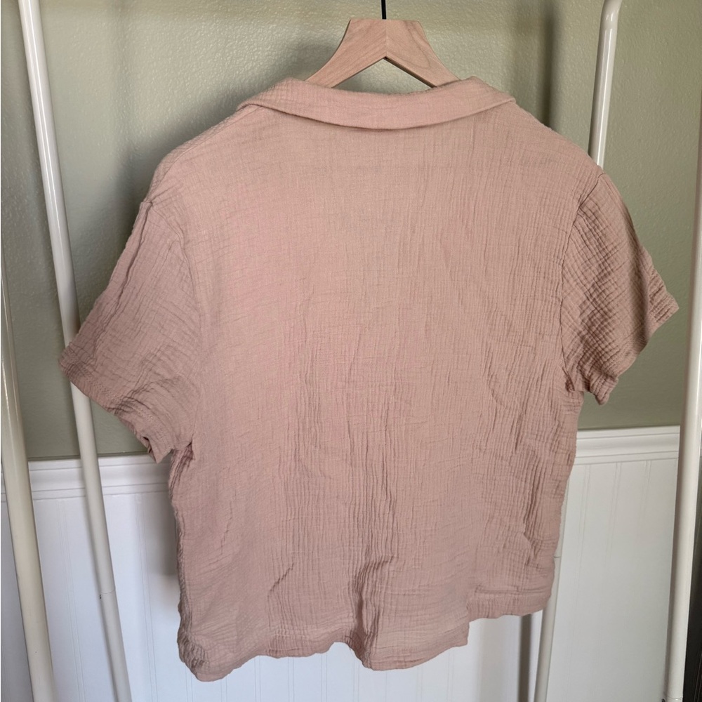 Altar'd State Short Sleeve Button Front Top in Blush Pink - Picture 7 of 7